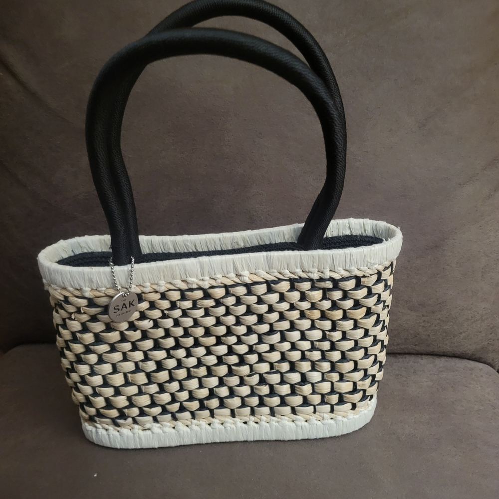 The Sak Black and Tan Small Woven Tote